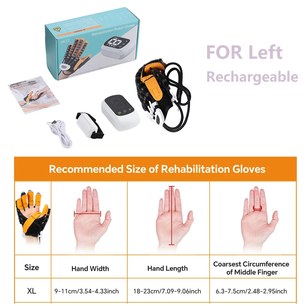 Rehabilitation Robot Glove Rechargeable Hand Therapy Glove for Stroke Recovery Finger Exerciser Device for Hemiplegia Home Use Peaceful Pleasures Health and Wellness for Left XL Size
