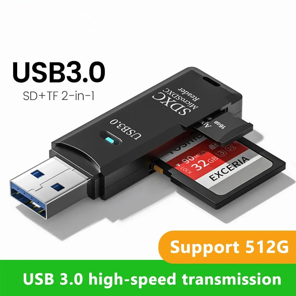 New 2 IN 1 High Speed Usb 3.0 Smart Cardreader Adapter Usb Card Reader For PC Laptop Accessories SD TF Card Memory Peaceful Pleasures Health and Wellness