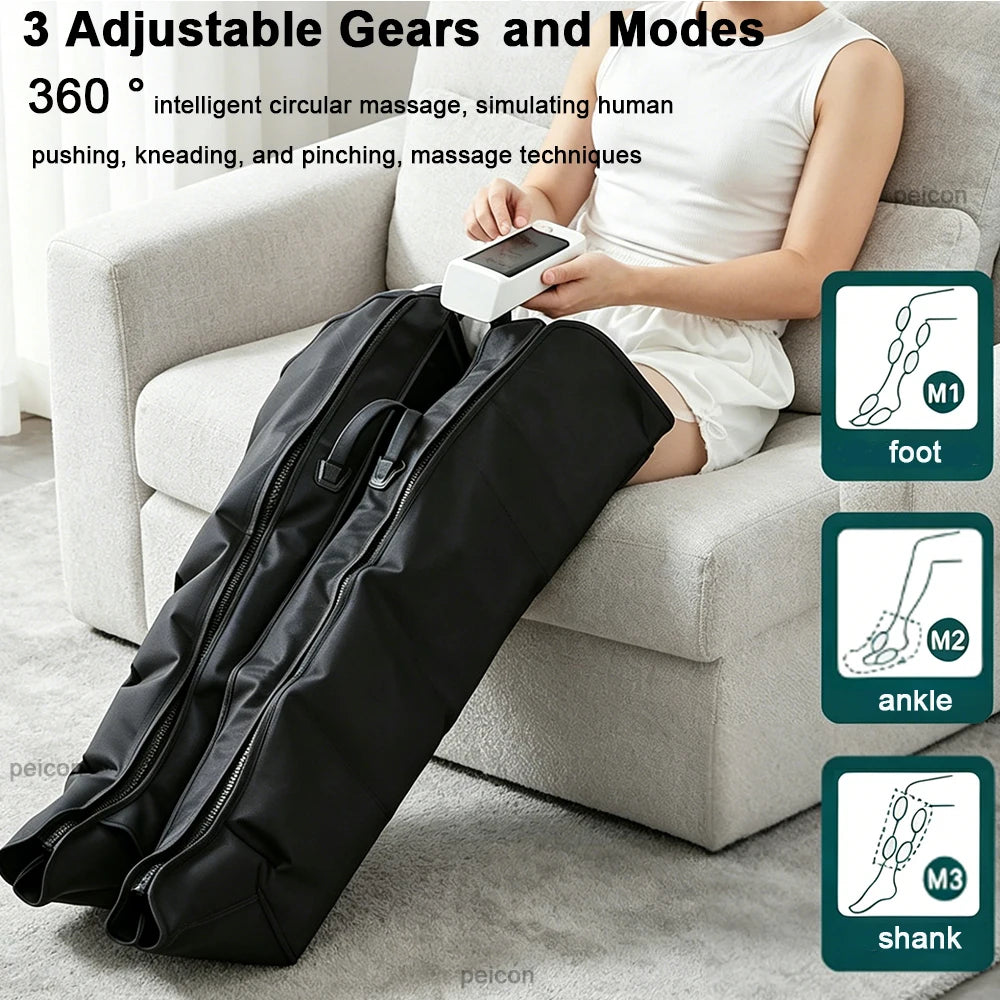 Air Pressure Leg Massager Electric Air Compression Leg Massager for Pain Relief Air Wave Calf Massager with Remote Control 220V Peaceful Pleasures Health and Wellness