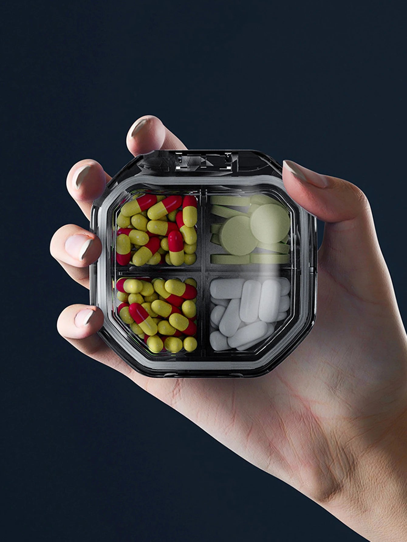 1Pcs Portable Travel Pill Organizer 4/6 Grids Moisture Proof Pill Case Medicine Container Daily Medicine Vitamin Supplement Box Peaceful Pleasures Health and Wellness