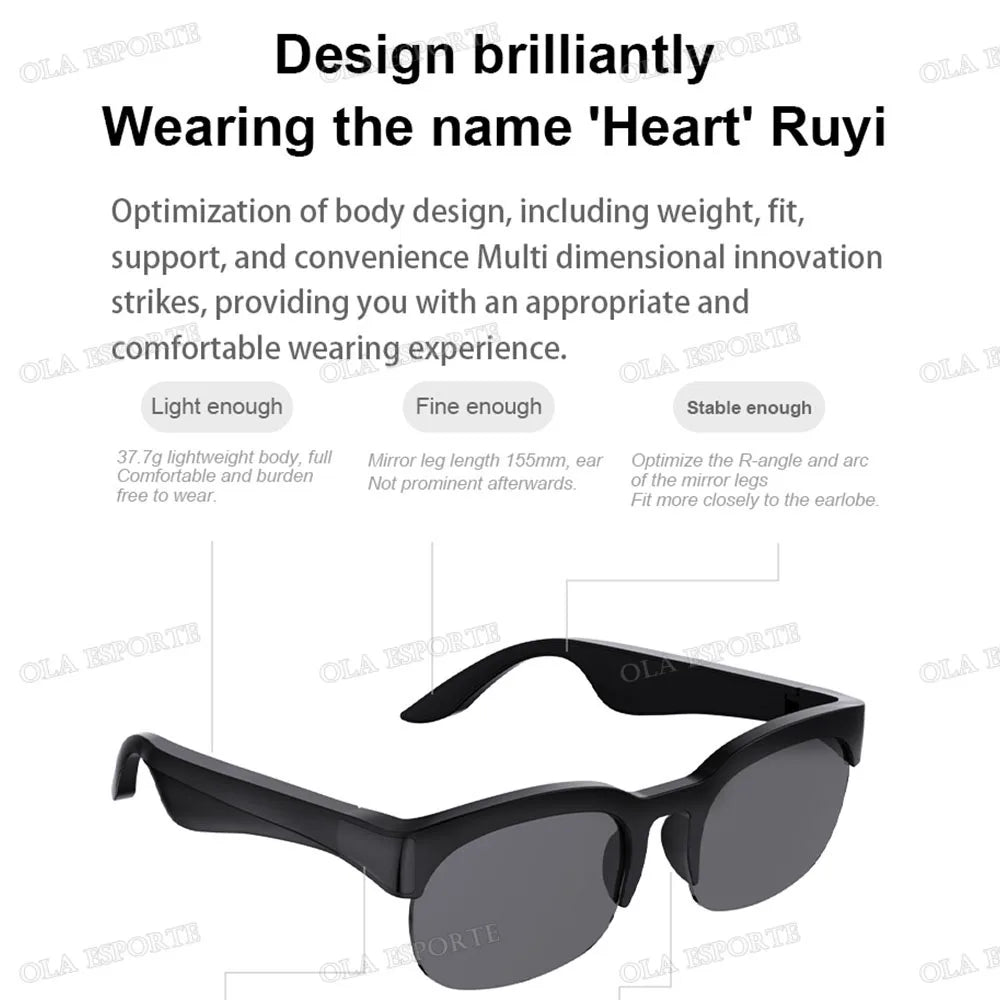 New Smart Bluetooth V5.3 Sunglasses Glasses Call Outdoor Sports Headphones HIFI Black Technology Anti-touch UV For Men And Women Peaceful Pleasures Health and Wellness