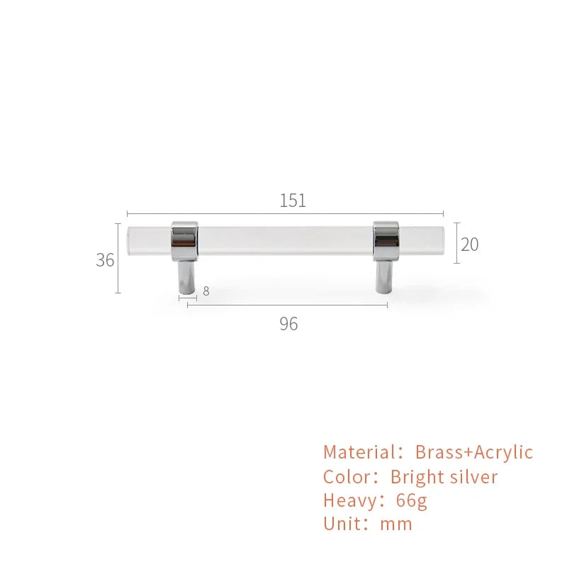 Brass Acrylic Transparent Drawer Handle | Cabinet Knob