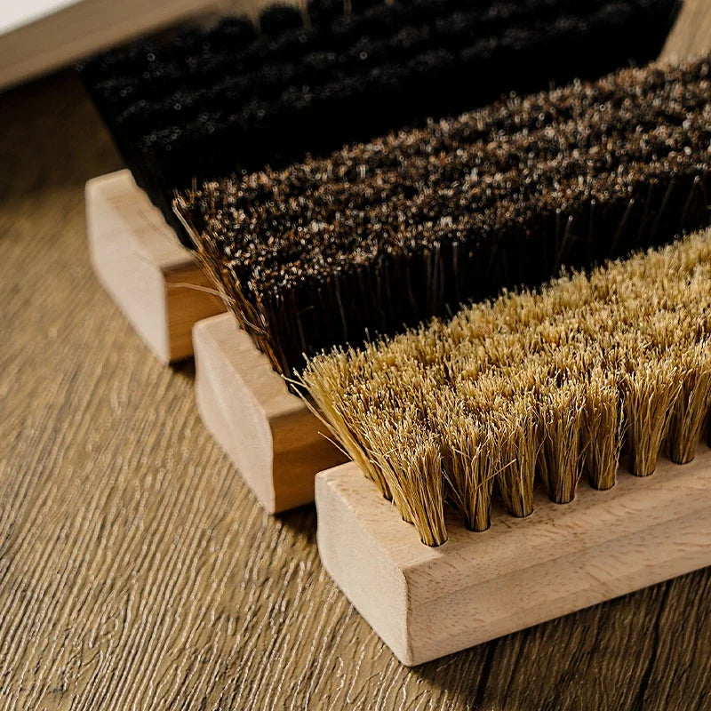 Laundry & Shoe Brush Set – Natural Bristle, Wood Handle