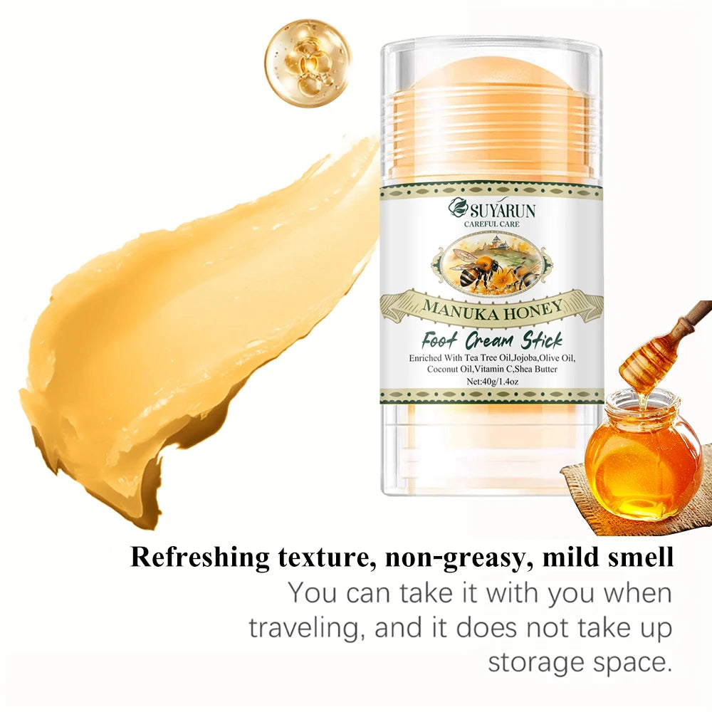 SUYARUN Natural Honey Face Foot Cream Stick for Dry Cracked Heels-Portable Foot Care Treatment for Rough Skin. Peaceful Pleasures Health and Wellness