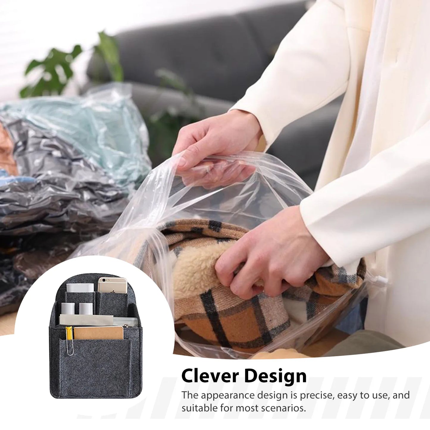 Large-Capacity Backpack Inner Bag Zipper Bag with Keychain Multiple Pocket Lady Girls Gifts for Work School Peaceful Pleasures Health and Wellness