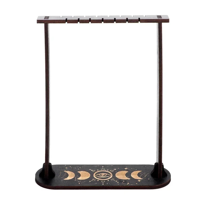 Wood Pendulum Crystal Display Stand | Moon Phase Wiccan Holder