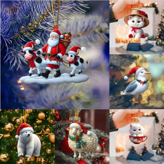 Acrylic Christmas Tree Hanging Ornament | 2D Flat Xmas Pendant Christmas Ornament Oasis Select