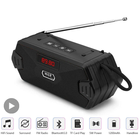 AyeBeau HF-F216 Portable Bluetooth 5.0 Speaker FM Radio Subwoofer Portable Bluetooth Speaker Oasis Select