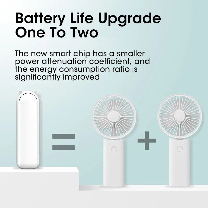 Portable Handheld Fan Mini Electric Fans USB 2000mAh Recharge Hand Held Small Pocket Fan with Power Bank Long Battery Life Peaceful Pleasures Health and Wellness