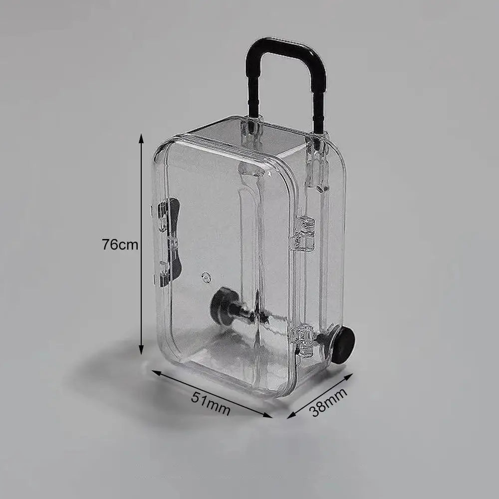 Mini Suitcase Storage Box – Transparent Plastic Jewelry Case