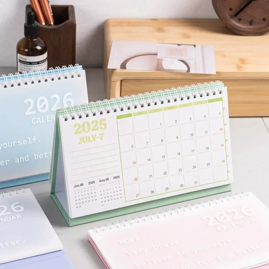 2026 Korean Calendar Simple, Fresh and Creative Desktop Decoration Plan Check in Notebook Peaceful Pleasures Health and Wellness