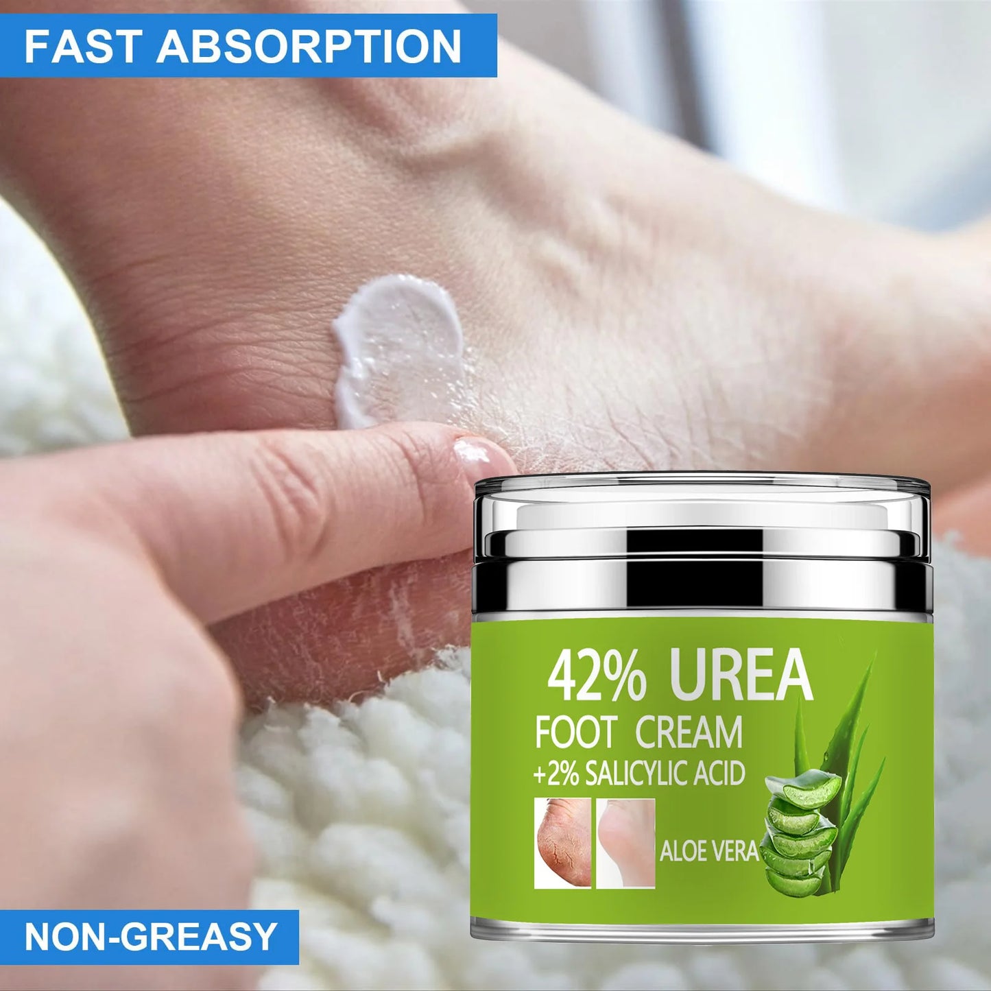 Urea Cream 42% Plus Salicylic Acid 2%, Lavender Foot Cream for Dry Cracked Heels Treatment Knees Elbows Hands Repair Treatment, Peaceful Pleasures Health and Wellness