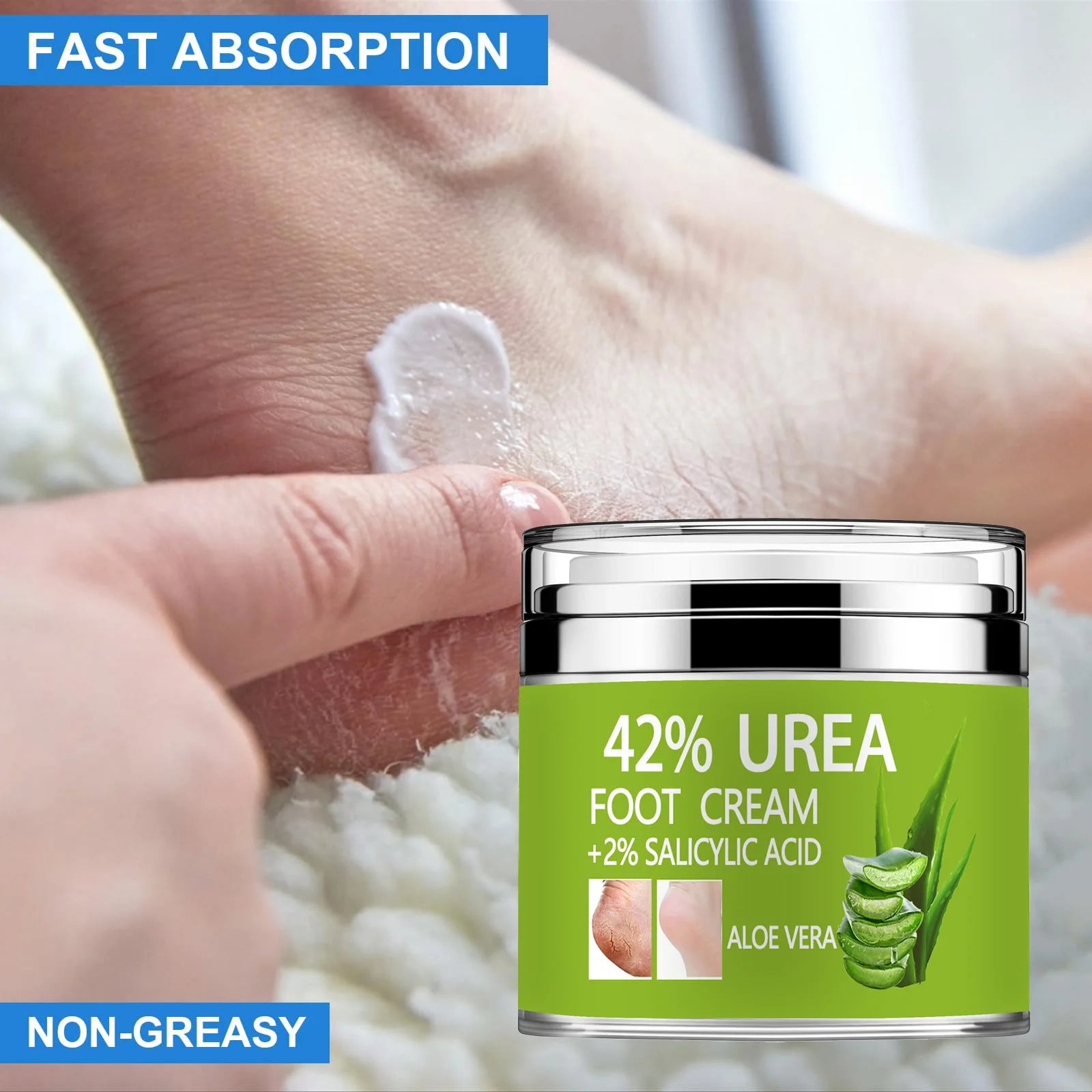 Urea Cream 42% Plus Salicylic Acid 2%, Lavender Foot Cream for Dry Cracked Heels Treatment Knees Elbows Hands Repair Treatment, Peaceful Pleasures Health and Wellness