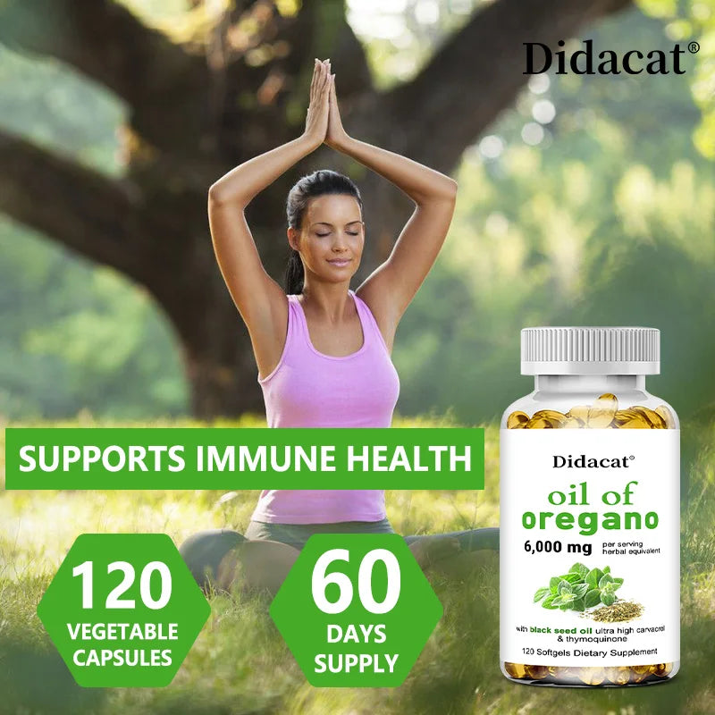Oregano Oil Softgels Capsules - Contains Black Seed Oil, Promotes Digestion & Intestinal Health, Antioxidant, Improve Immunity H Peaceful Pleasures Health and Wellness