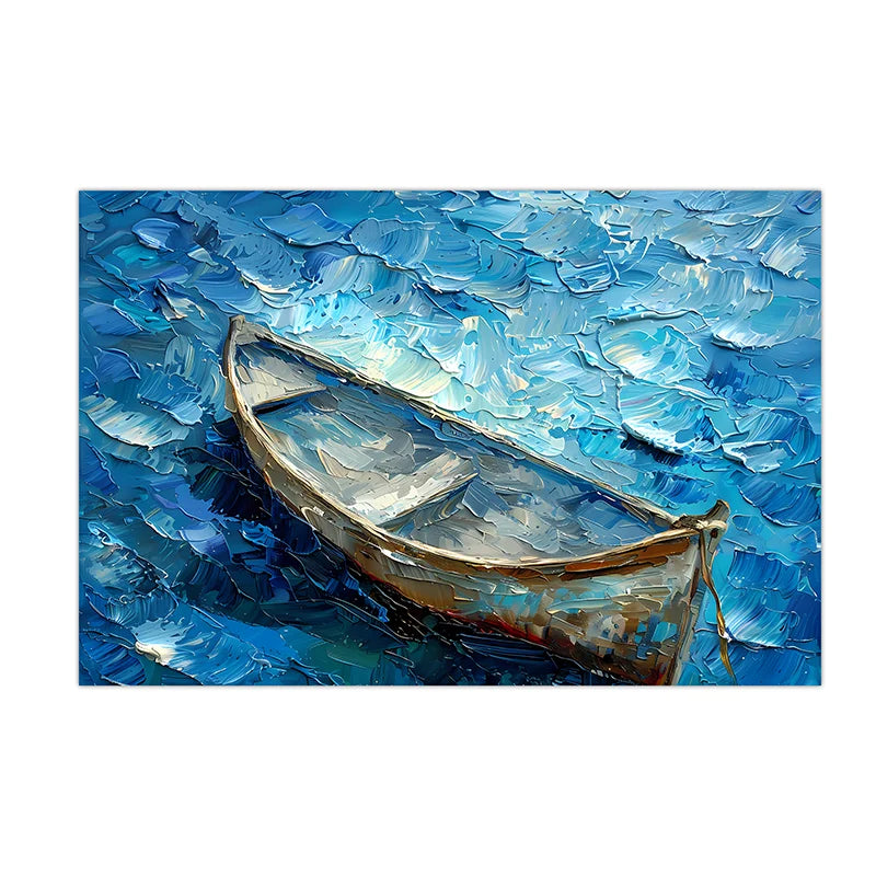 Coastal Impressionist Ocean Canvas Wall Art | Nordic Print Canvas Wall Art Peaceful Pleasures Health and Wellness 03 50x70cm NoFrame China Mainland