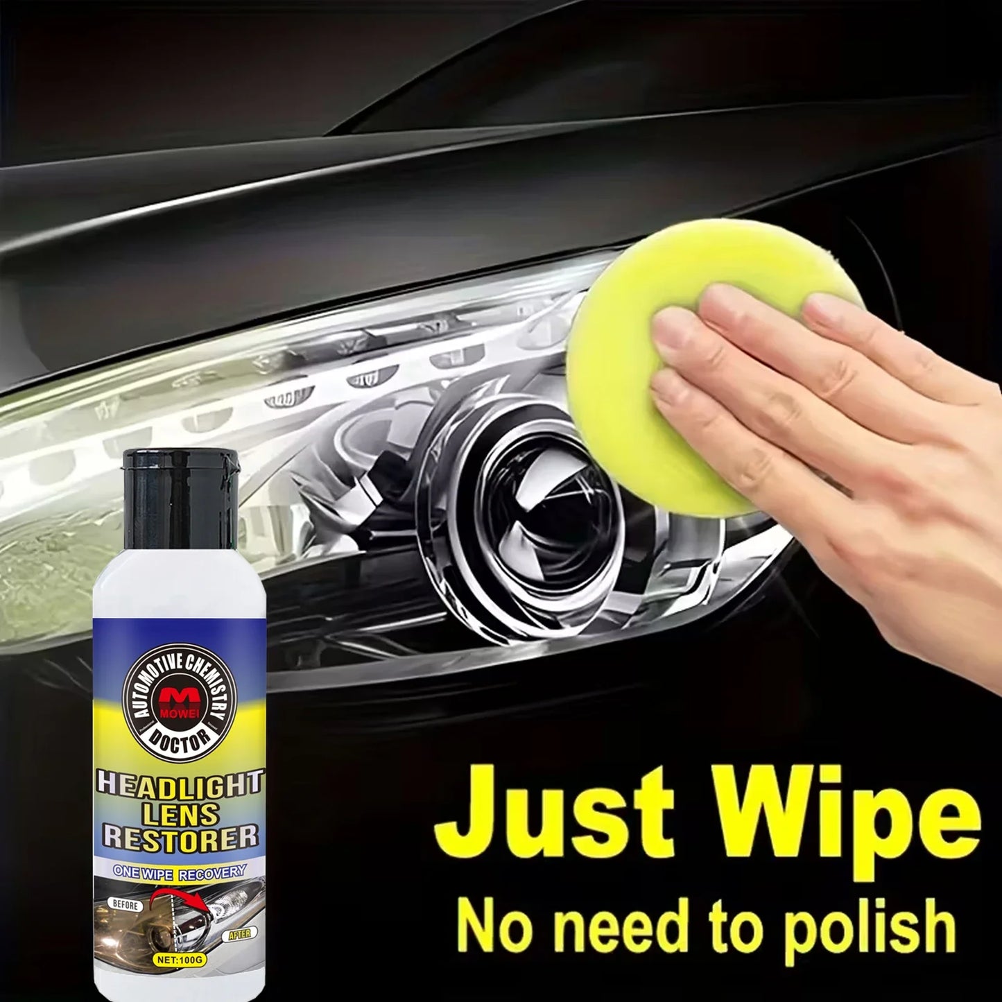 Car Headlight Restoration Kit – Polish, Yellow & Scratch Remover