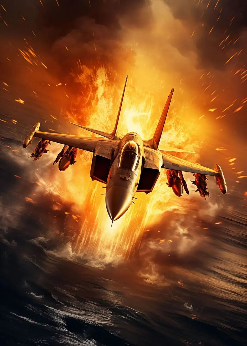 Military Fighter Jet Canvas Wall Art | Aviation Poster Decor