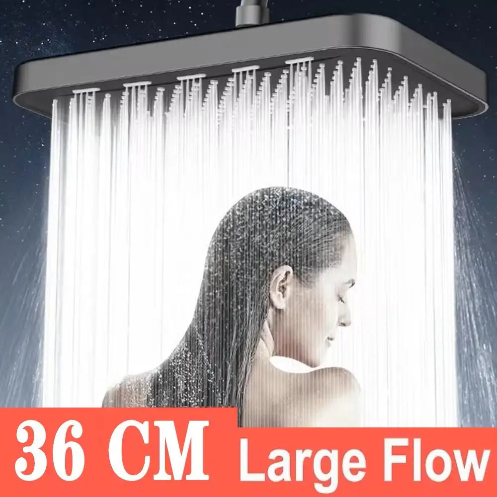 36CM Rainfall Shower Head | High Pressure 360° Swivel Water Saving