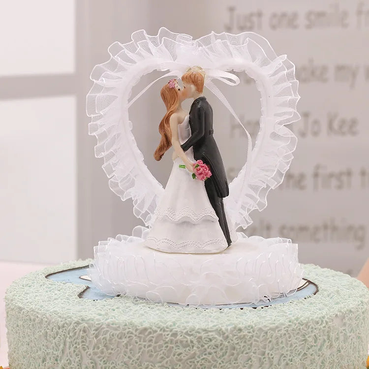 Wedding Cake Toppers Bride and Groom Cake Decoration Romantic Keepsake Gift for Holiday Party Dessert Cake Peaceful Pleasures Health and Wellness