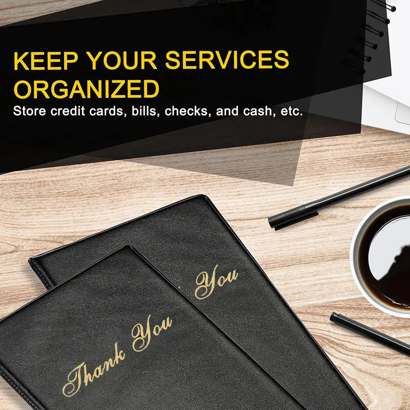 Guest Check Holder Restaurant Bill Presenter Folder Card Slot Durable Leather Menu Ticket Organizer Server Waiter Book Accessory Peaceful Pleasures Health and Wellness