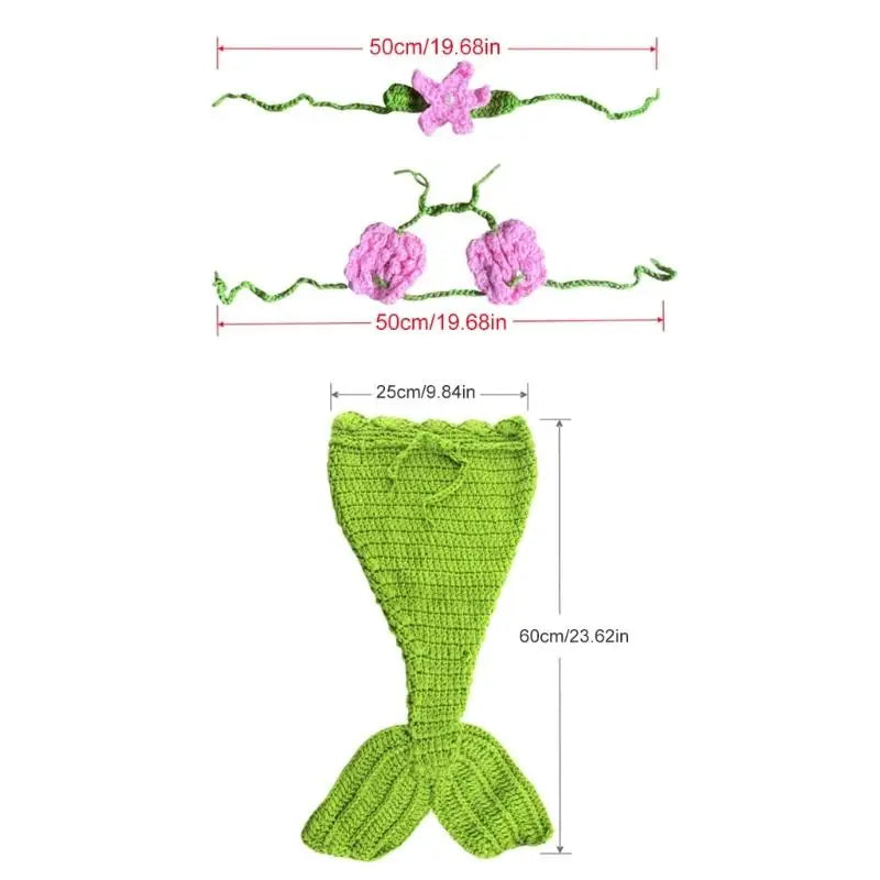 Newborn Mermaid Photography Costume – Knit Outfit & Headdress
