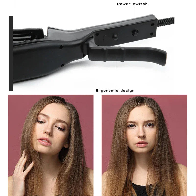 Professional Hair Curler Curling Iron Wand Electric Corrugation Plate Clip Ceramic Corrugated Wave Corn Irons Wave Curler Iron Peaceful Pleasures Health and Wellness