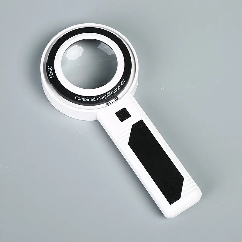Double Layer Lens Multi Lamp Magnifying Glass for Elderly Reading, Handheld Illumination, High-Power Magnifying Glass Peaceful Pleasures Health and Wellness