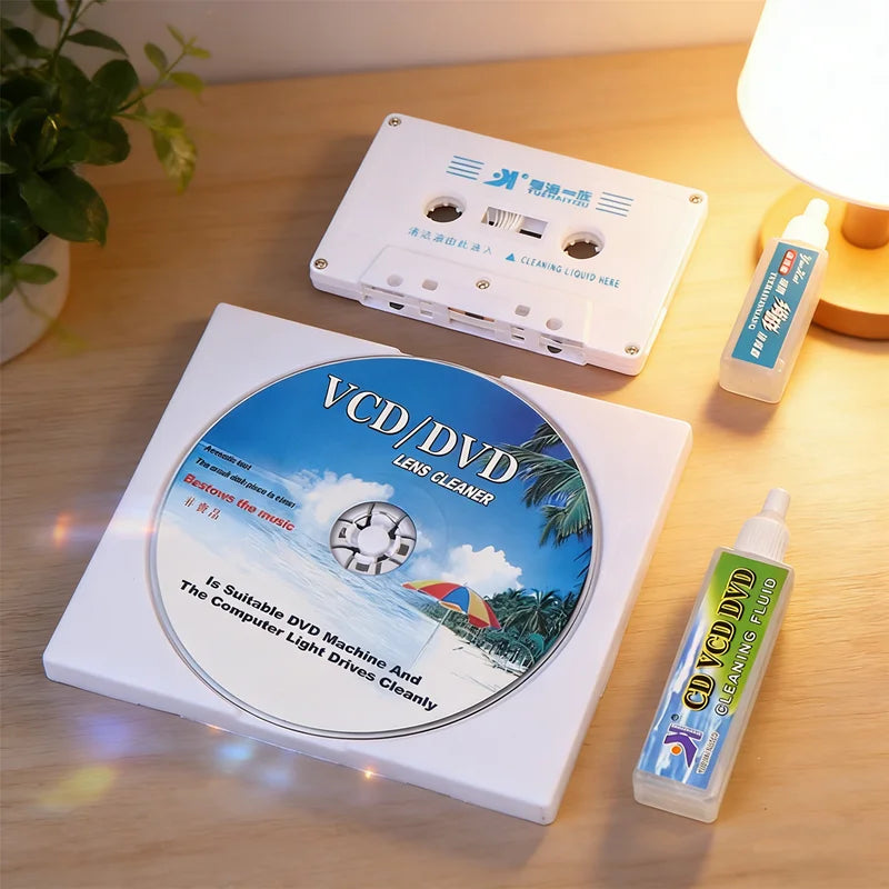 CD DVD Lens & Cassette Tape Head Cleaner Demagnetizer Kit