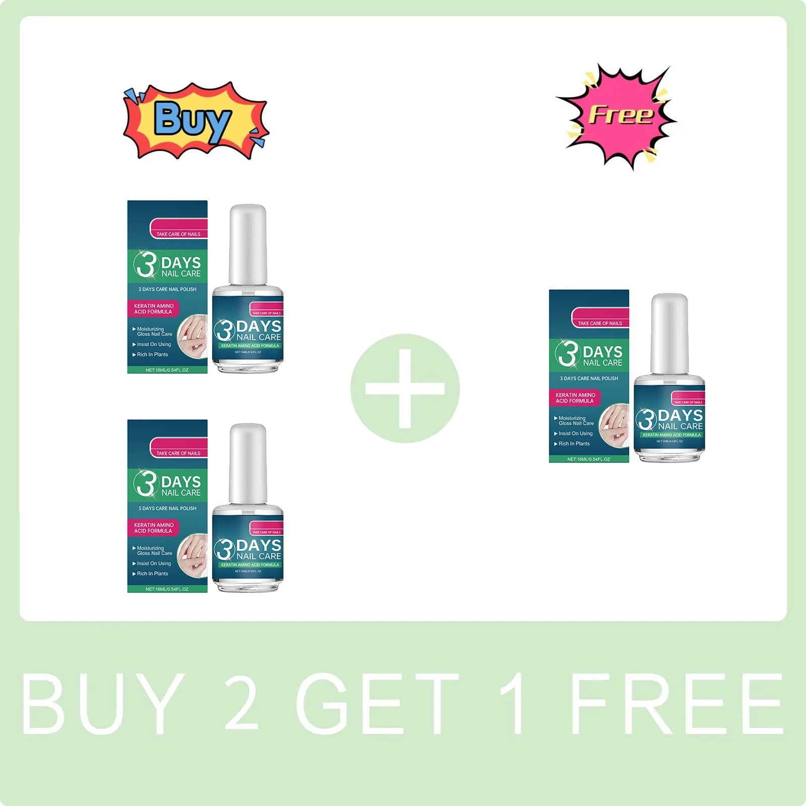 3 Days Nail Care Polish for Hand and Feet Nail Keratin Amino Acids Nail Care Natural Improve Nail Yellowing Thickening Nail Care Peaceful Pleasures Health and Wellness Buy 2 Get 1 Free