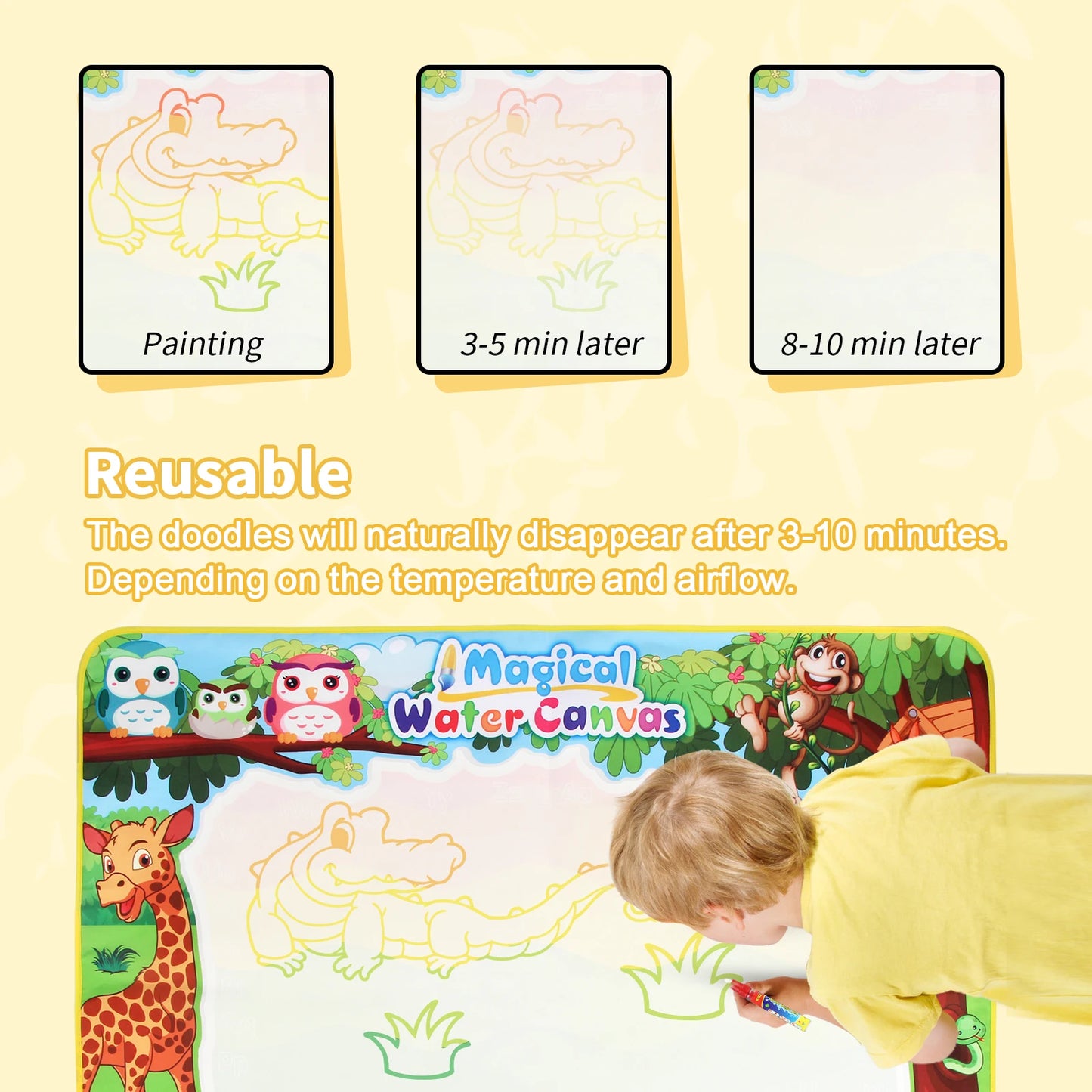 100x80CM Coloring Doodle Magic Water Drawing Mat Reusable Pens