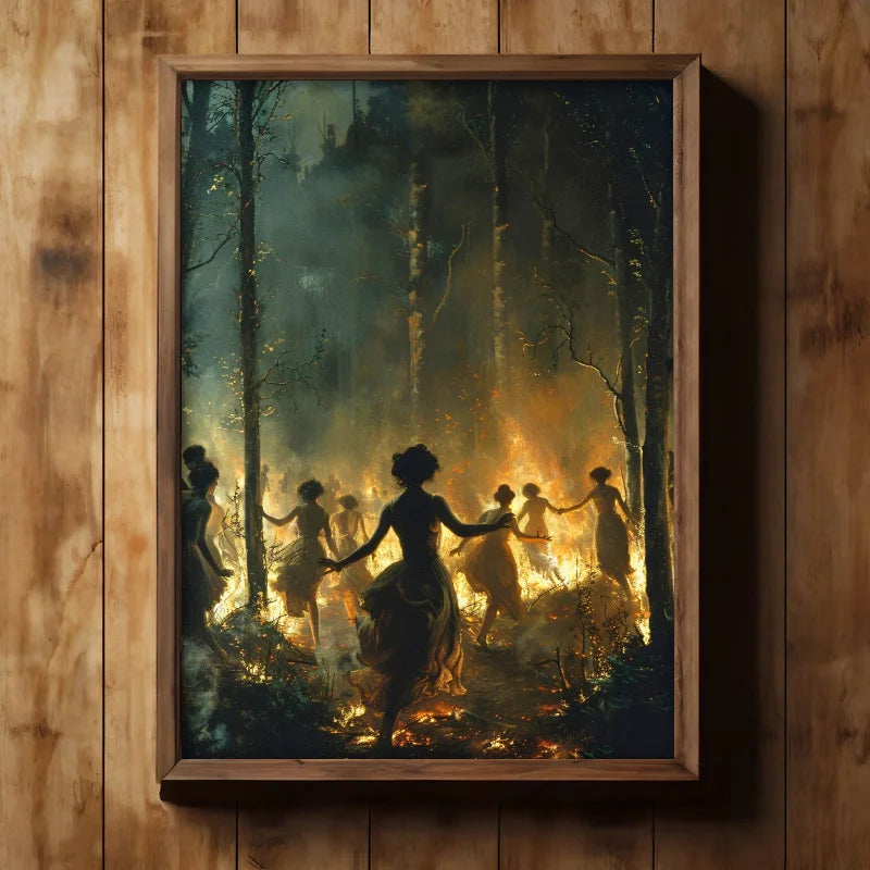 Gothic Fantasy Canvas Poster, Witchcraft Ancient Ceremony, Dark Magic, Sacred Feminine Power, Mystical Enchantment Home Decor Peaceful Pleasures Health and Wellness