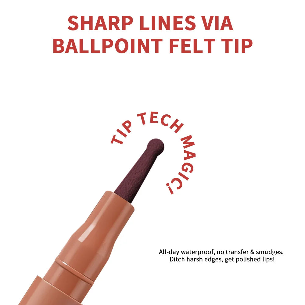 Lakerain Lip Liner Flexible Ballpoint Felt Tip Long Lasting Lip Liner Stain Waterproof No Transfer & Smudges 8 Color Lips Makeup Peaceful Pleasures Health and Wellness