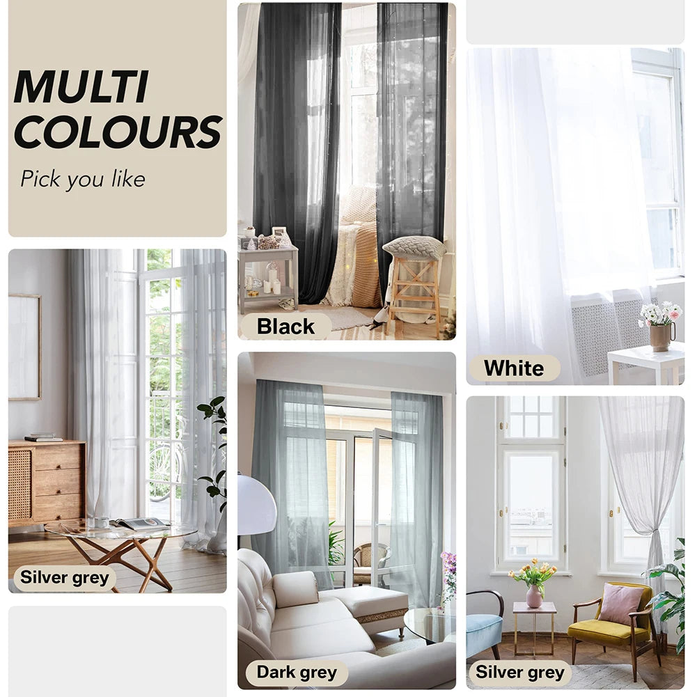 2 Panels Voile Sheer Curtain White Elegant Look Curtains with Grommet Top Soft Lightweight Drapes for Bedroom Living Room Peaceful Pleasures Health and Wellness