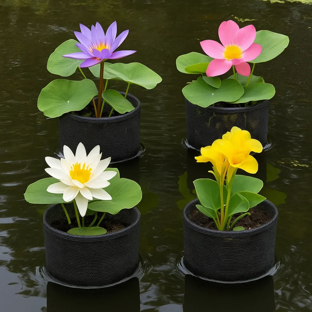4-Pack Mesh Pond Plant Baskets – Square & Round Aquatic Pots