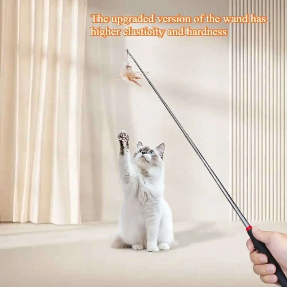 Retractable Metal Cat Wand Toy | Interactive Teaser Stick