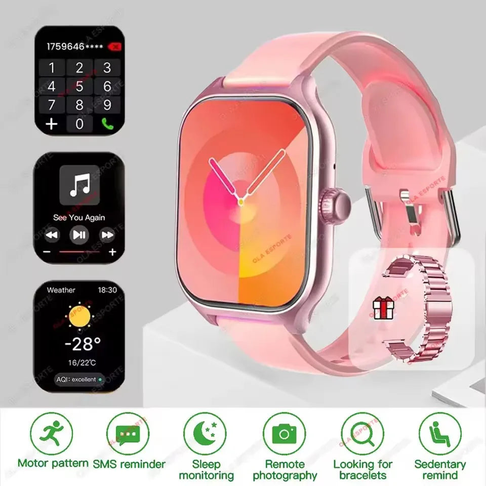 New Smart Watch Android IOS Phone 2.01 Inch Color Screen Bluetooth Answer Call Fitness Watches Tracker Smartwatch Women Men MA27 Peaceful Pleasures Health and Wellness Pk20Szstrap