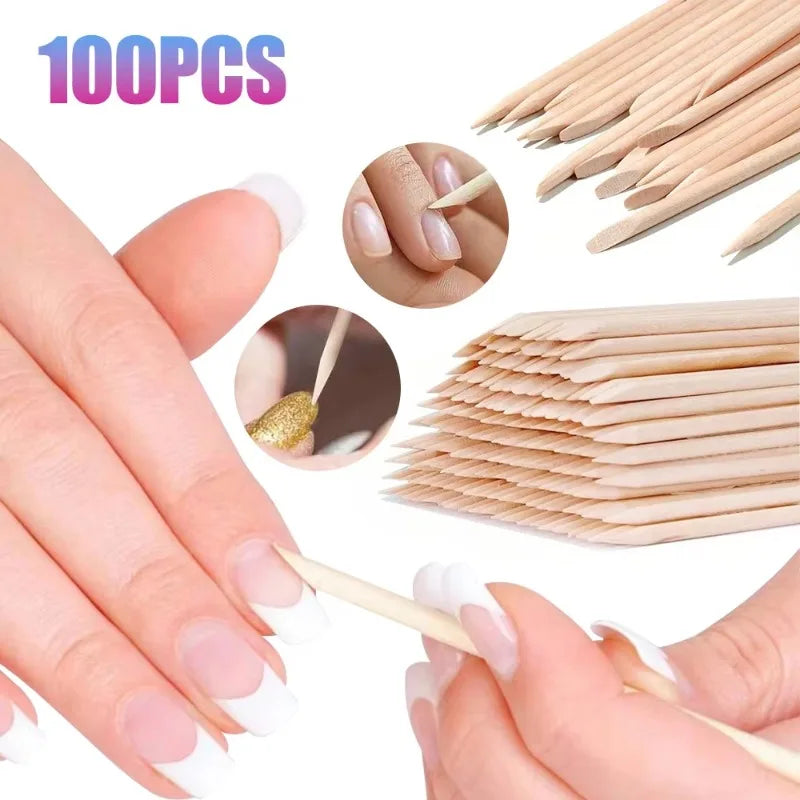 2026 50/100pcs Nail Art Pusher Orange Wood Sticks Cuticle Pusher Remover Rhinestones Dotting Removal Manicure Care Tools Peaceful Pleasures Health and Wellness