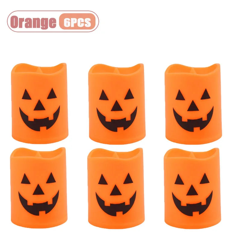 Halloween Flickering LED Candle Holders – Skull Ghost Pumpkin