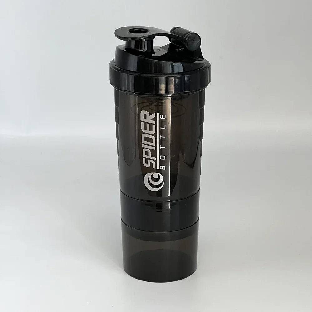 3-Layer Protein Shaker Bottle 600ml – Powder & Pill Storage