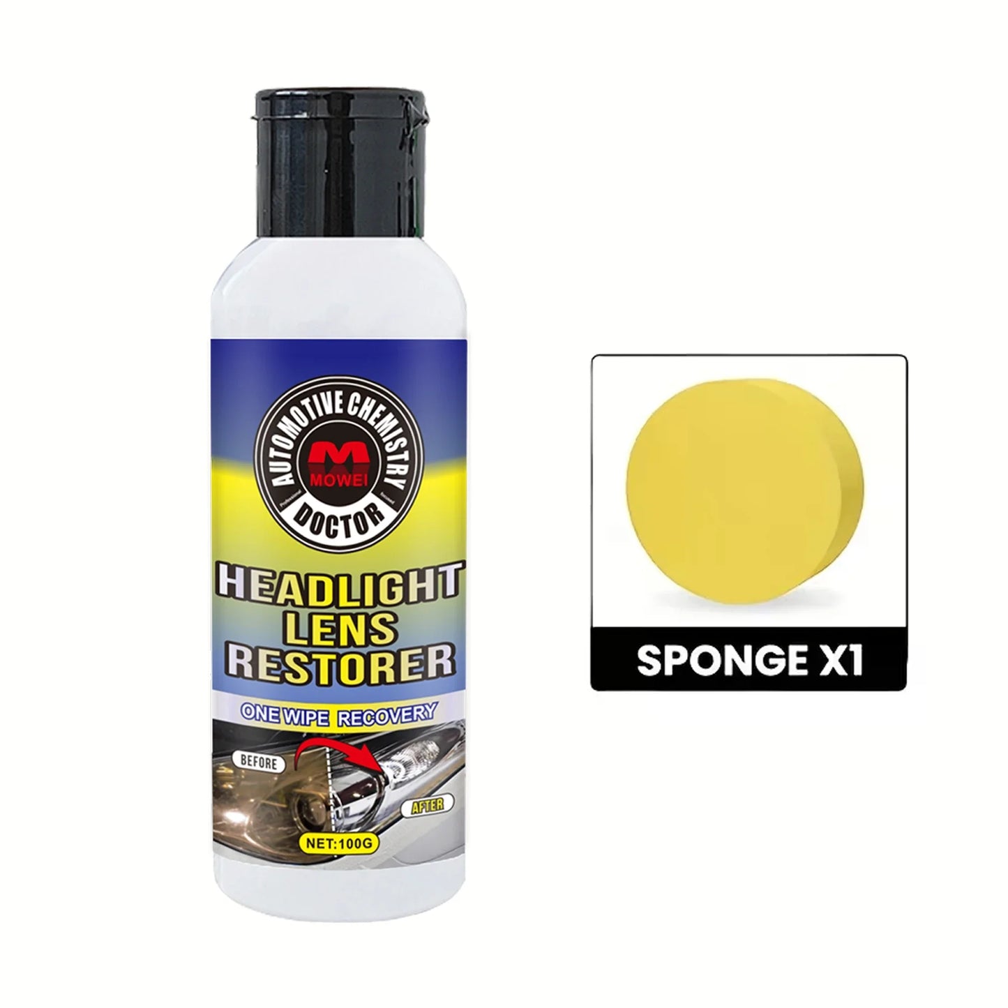 Car Headlight Restoration Kit – Polish, Yellow & Scratch Remover
