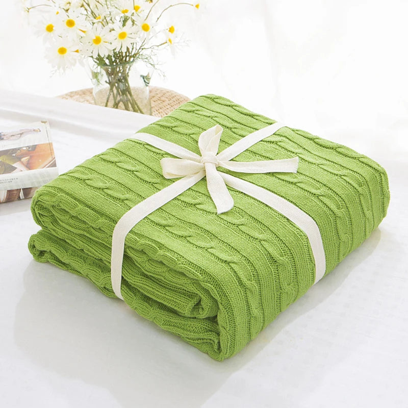 Battilo 100% Cotton Cable Knit Throw Blanket | Sofa & Bed