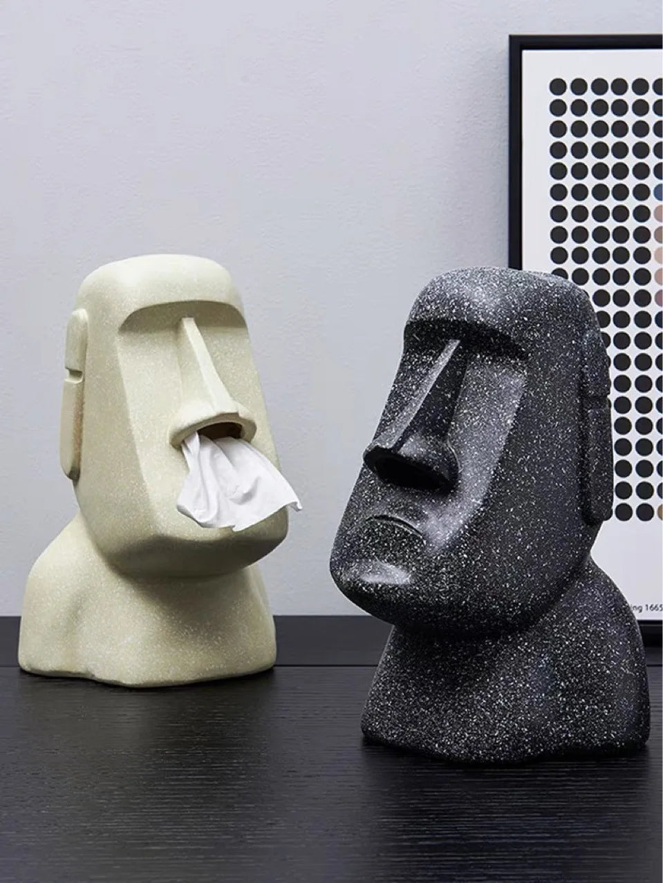 Hot Sale Tissue Box Cover Easter Island Resin Stone Figurine Tissue Box Indoor Home Restaurant Office Decoration Craft Ornament Peaceful Pleasures Health and Wellness