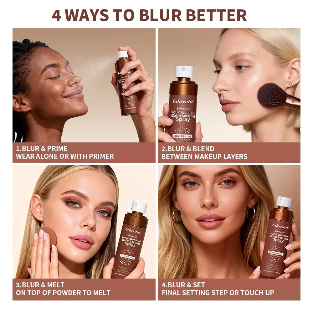 Lakerain Liquid Blurring Balm Setting Spray Long Lasting Moisturizing Repairing Oil Control Matte Blurred Finish Setting Spray Peaceful Pleasures Health and Wellness