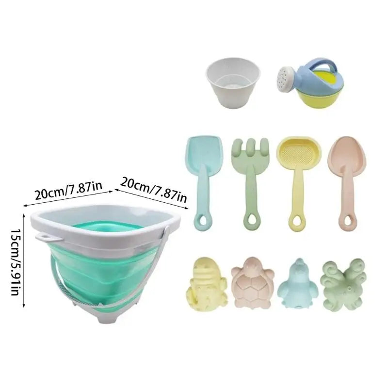 11-Piece Kids Beach Sand Toy Set – Bucket, Shovel & Molds