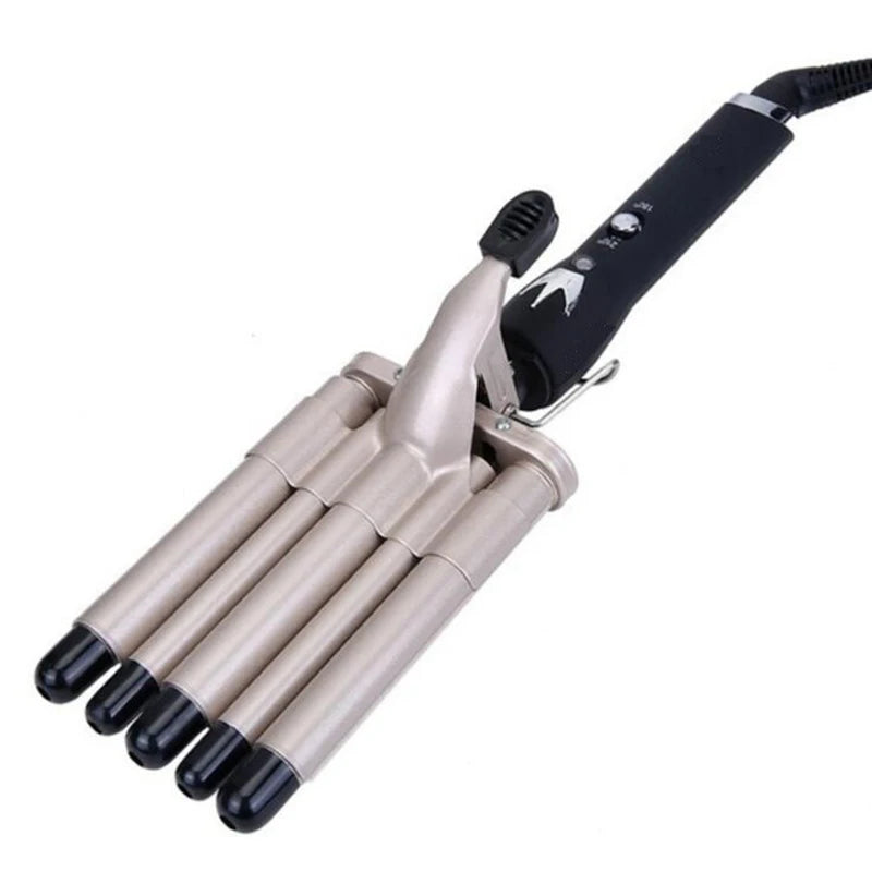 Five Tube Wave Curling Iron Hair Tool Salon And Home Use Ceramic Smart Temperature Control Fast Heating Hair Waver Styling Tools Peaceful Pleasures Health and Wellness black UK