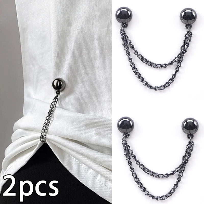 Magnetic Jean Buttons – Metal Clothing Clips with Chain (2pcs)