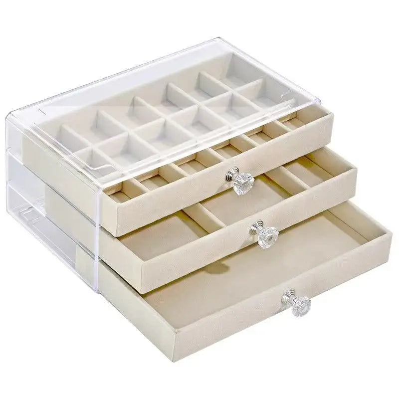 Clear Acrylic Velvet Jewelry Organizer with 3 Drawers, Stackable Display Storage Earrings Necklace Rings Bracelets Box Holder Peaceful Pleasures Health and Wellness