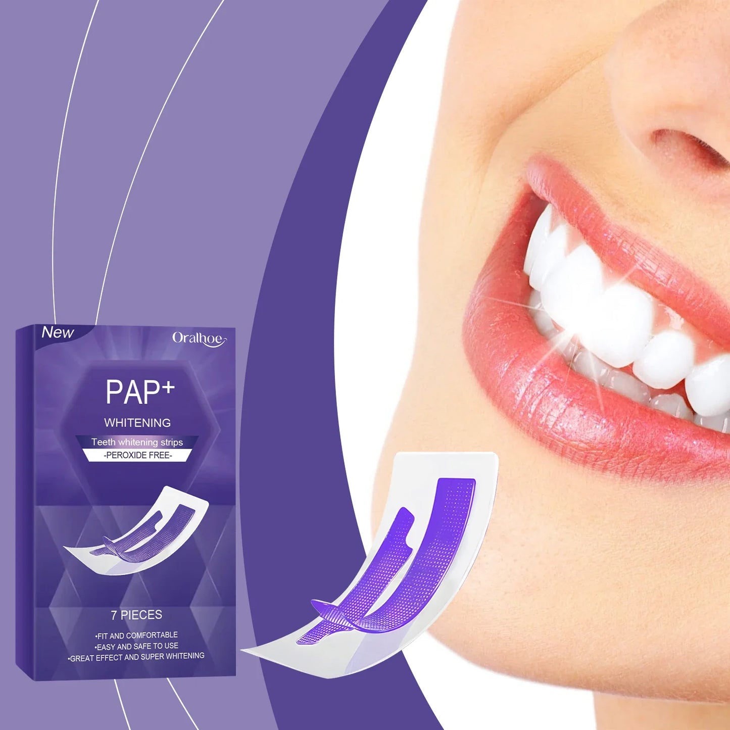 Oralhoe Purple Teeth Whitening Strips – 7pc Stain Removal