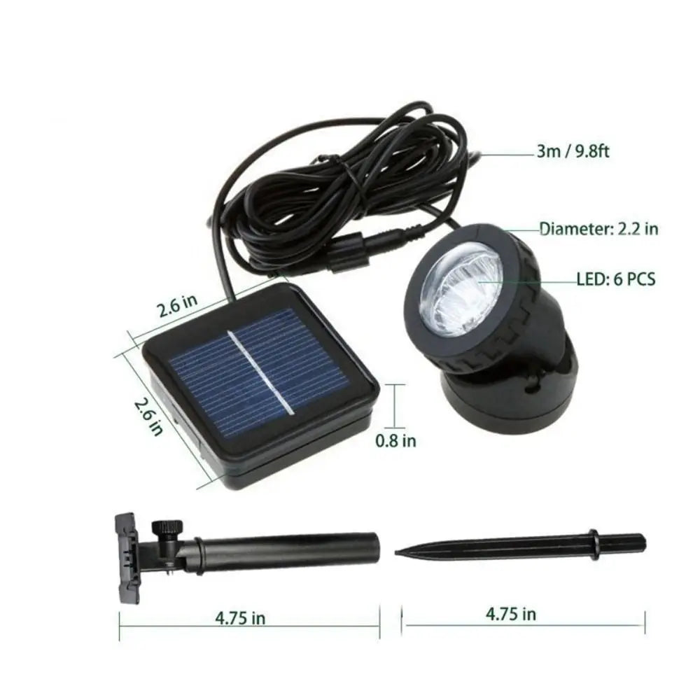 Solar Submersible Pond Spotlights | 18 LED IP68 Auto On/Off