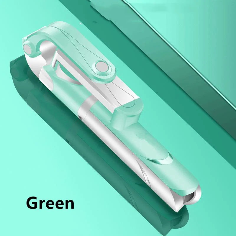 Extendable Handheld Selfie Stick Tripod with Remote Shutter Self-timer Tripod Portable Mobile Phone Bracket Foldable Phone Stand Peaceful Pleasures Health and Wellness Green